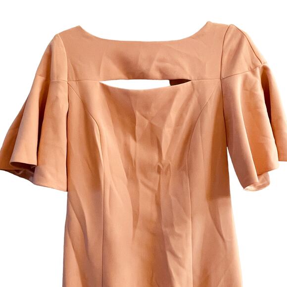 Jay Godfrey Peach Dress Front Cutout Flare Sleeves Back Zip Size 6 - Picture 2 of 8